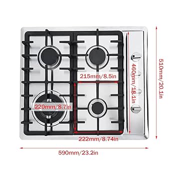 Sanpos' Gr～stove /Quatro stove/ X-mesh Amazon.com: Gas Stove Gas Cooktop 4 Burners,23
